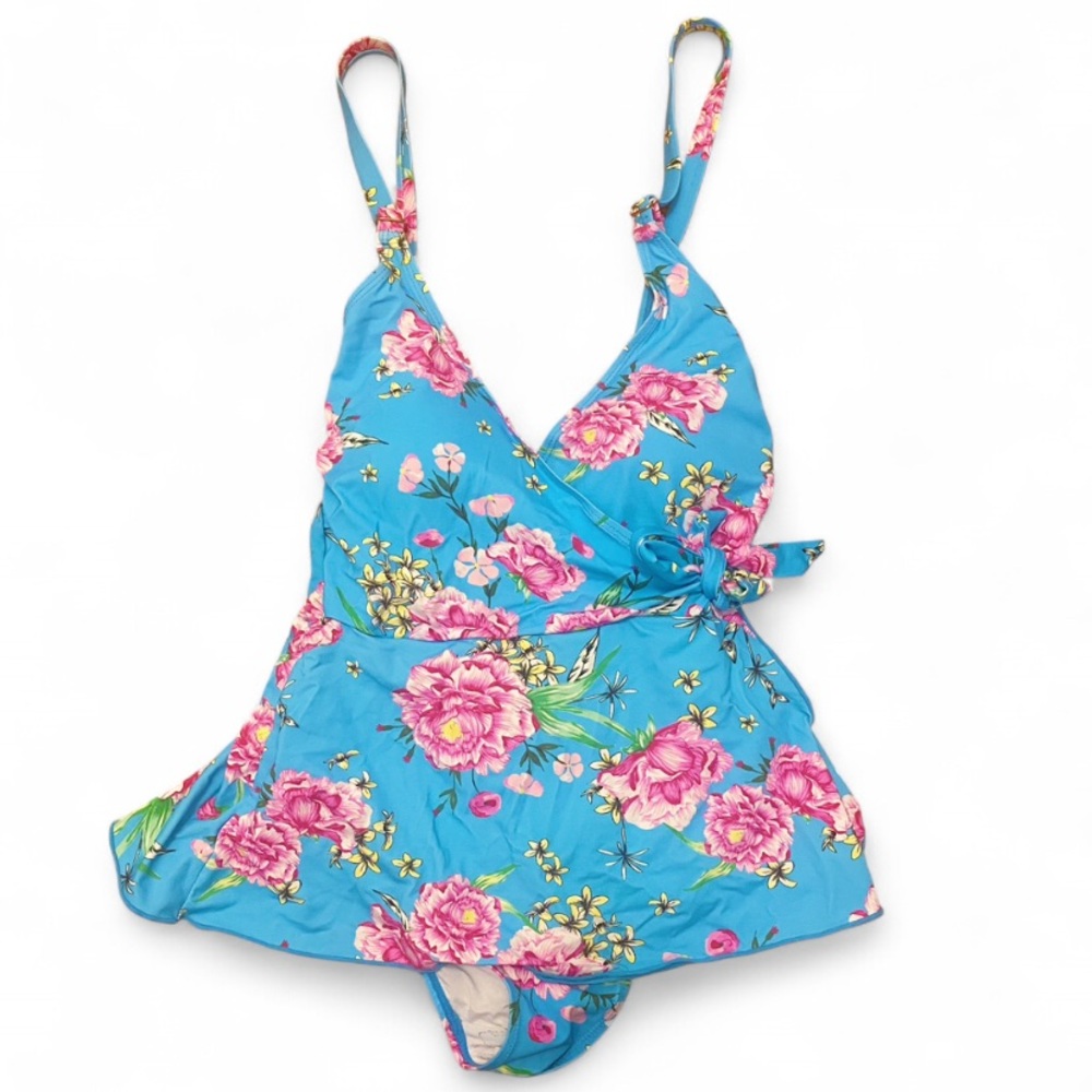 Betsey Johnson Pink Floral Blue One Piece